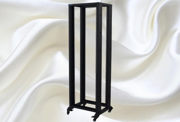 Open frame rack four-post with castors